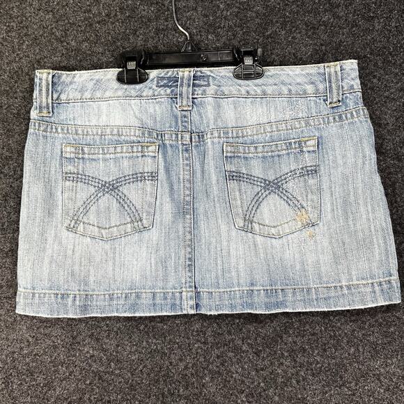 Vintage 2000s Y2K Low Rise Denim Micro Mini Skirt Embroidered Retro Festival 34" - Picture 5 of 9